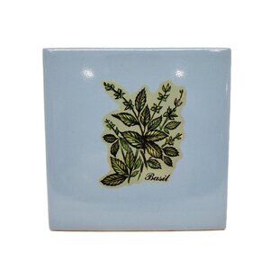 Vintage Wenczel Tile Blue Trivet Basil Kitchen 4-5/16" Square
